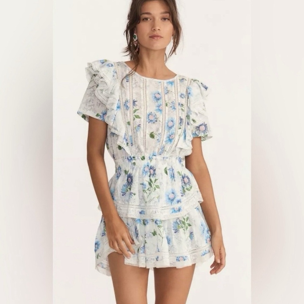 LoveShackFancy Natasha Dress in Blue